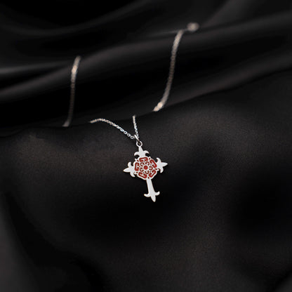 Elegant Floral Cross Necklace - Sterling Silver Religious Pendant, Gift for Her