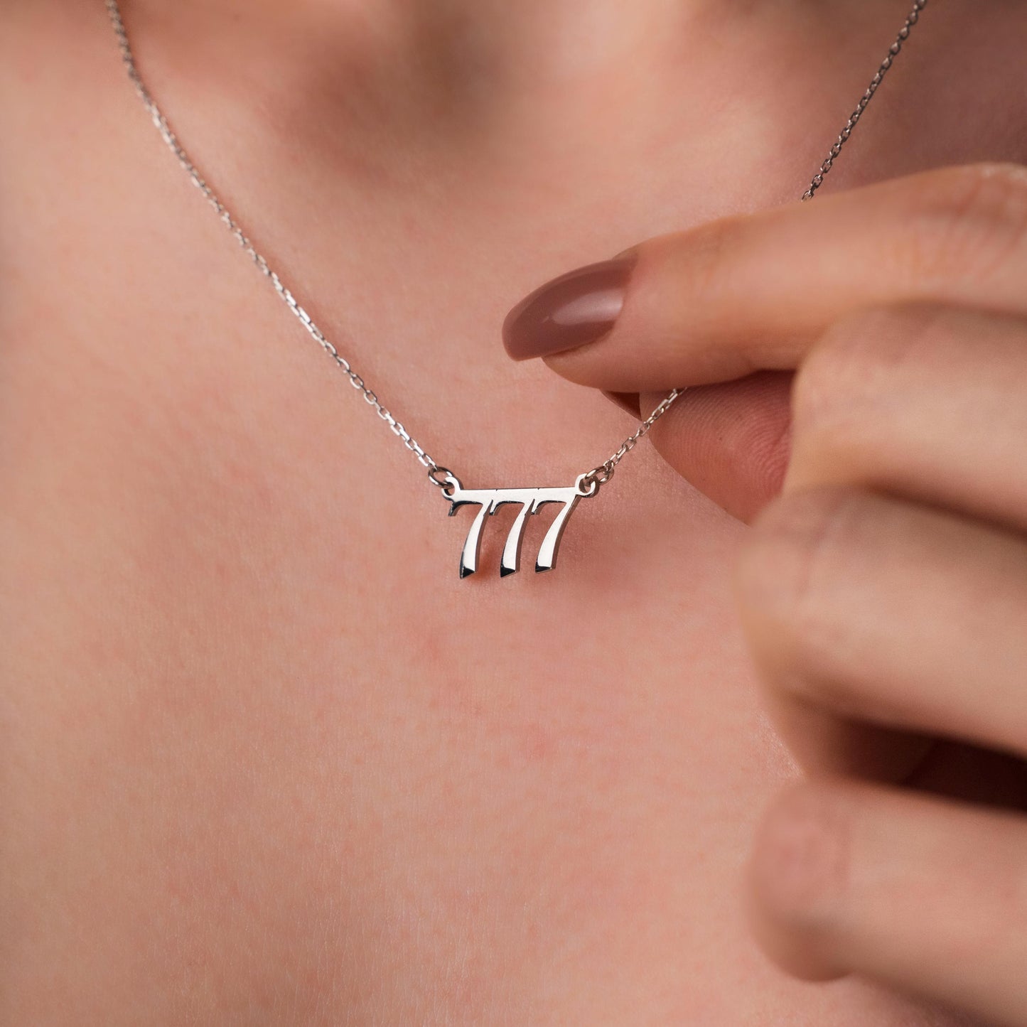Custom Spiritual Gift with 777 Angel Number - Lucky Sterling Silver Necklace