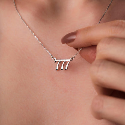 Custom Spiritual Gift with 777 Angel Number - Lucky Sterling Silver Necklace