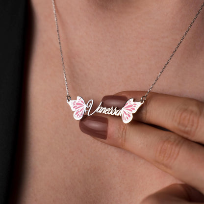 Whimsical Butterfly Name Necklace - Personalized 925 Silver Pendant for Her