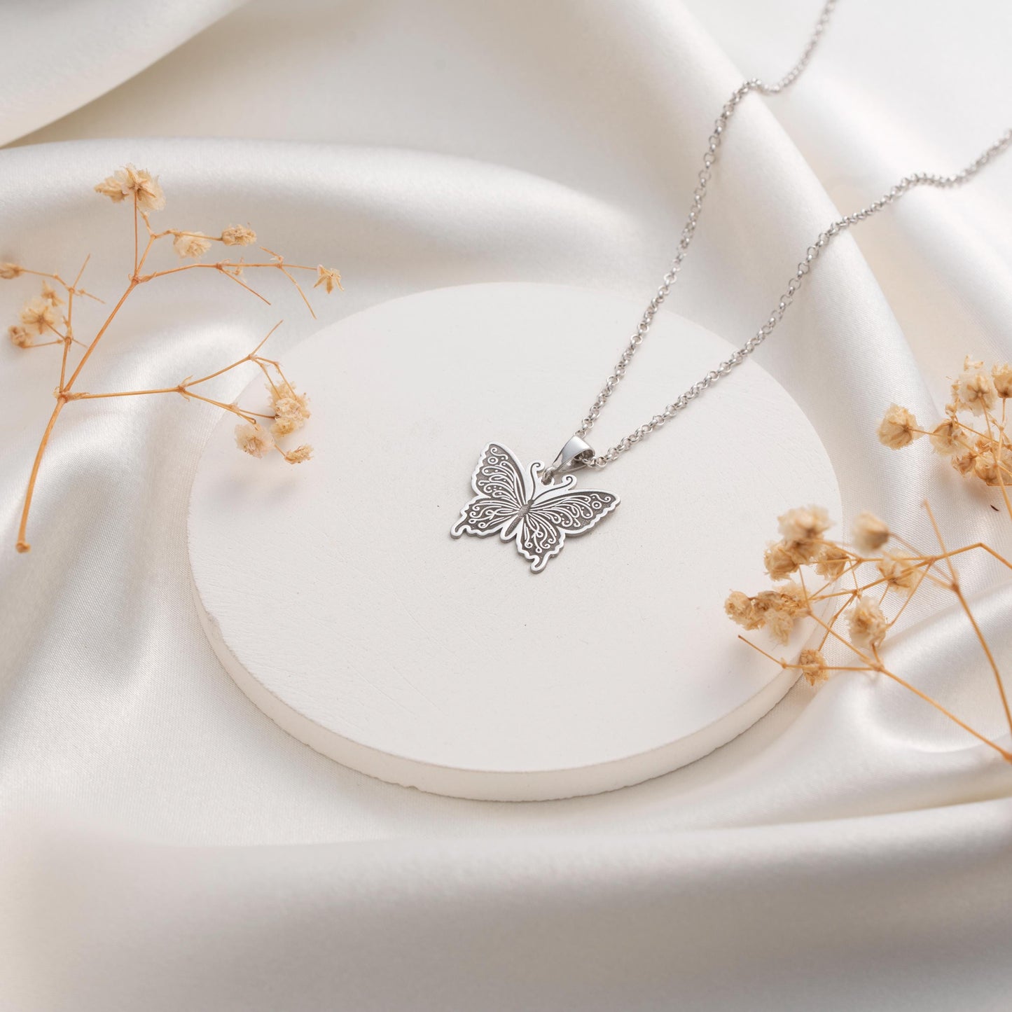 Butterfly Pendant Necklace - Elegant Silver Necklace for Her - Dainty Butterfly Gift Jewelry