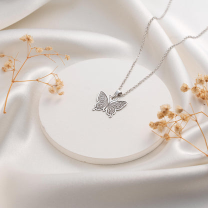 Butterfly Pendant Necklace - Elegant Silver Necklace for Her - Dainty Butterfly Gift Jewelry