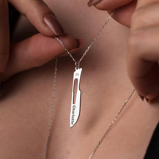 Custom Knife Necklace – Sterling Silver Pendant, Personalized Blade Jewelry, Unique Gift for Her or Him