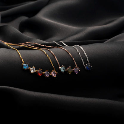 Meaningful Gold Birthstone Bar Necklace - Custom Family Gemstones, Personalized for Mom