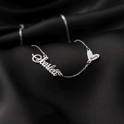 Name in the Heart: Custom 925 Silver Necklace, Engraved Name Pendant, Personalized Gift for Her