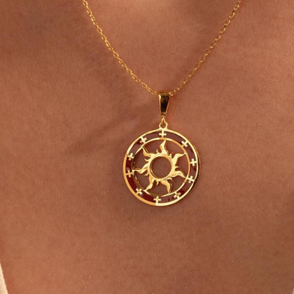 Sun Necklace - 925 Silver, 18K Gold Plated Sunshine Pendant, Minimalist Charm Jewelry