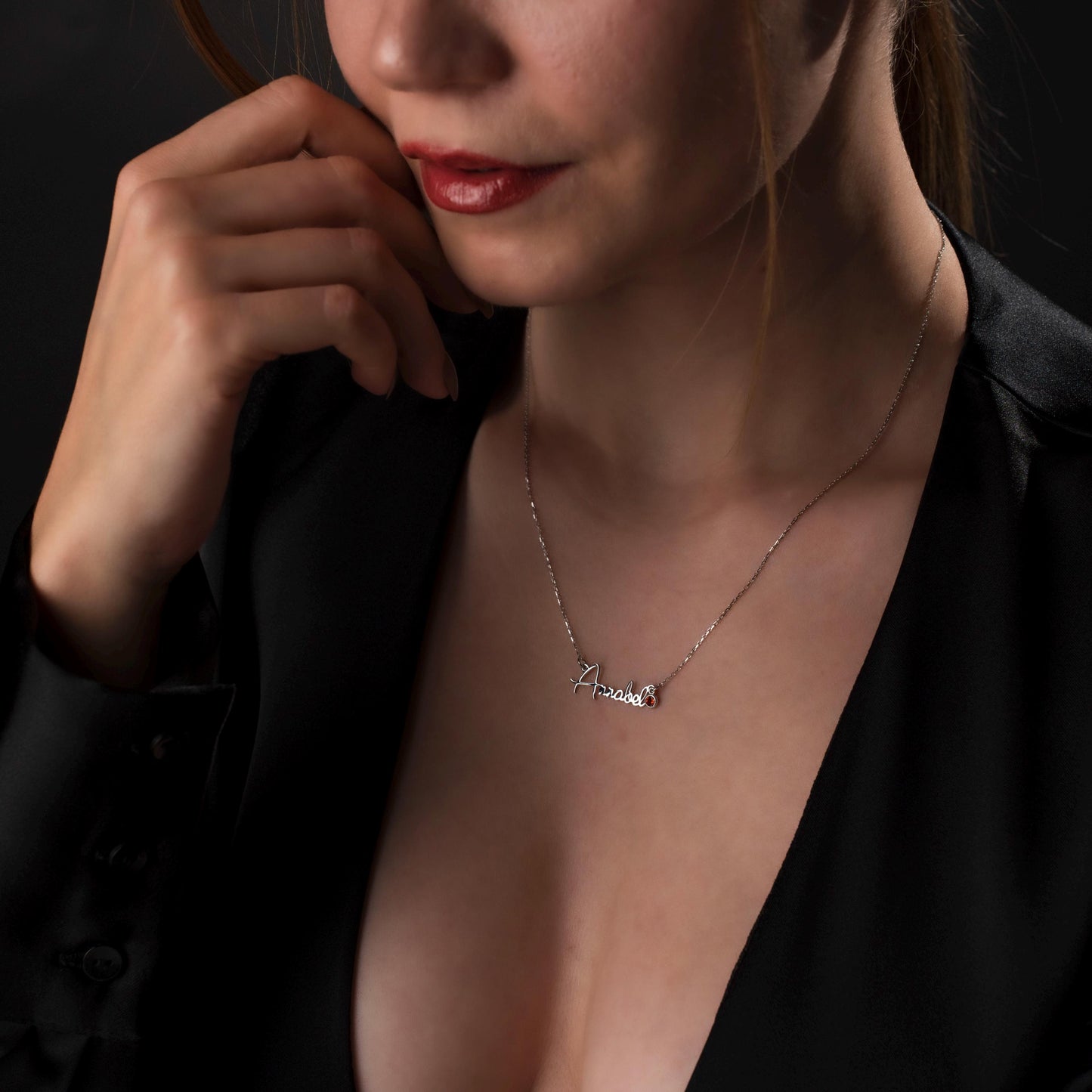 Name Necklace with Birthstone, Custom Silver Jewelry, 925 Pendant, Personalized Gift for Her