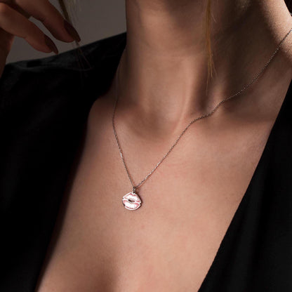 Sterling Silver Lip Necklace - Elegant Kiss Pendant for Her - Romantic Gift, Minimalist Style