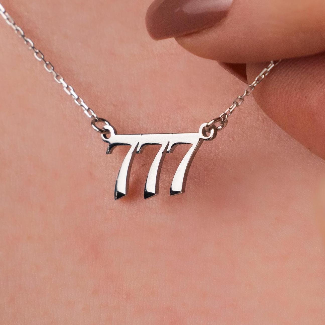 Custom Spiritual Gift with 777 Angel Number - Lucky Sterling Silver Necklace
