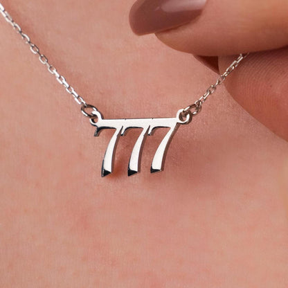 Custom Spiritual Gift with 777 Angel Number - Lucky Sterling Silver Necklace