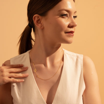 Personalized Birthstone Necklace with Initial & Flower – Custom Gift for Her, Meaningful Jewelry