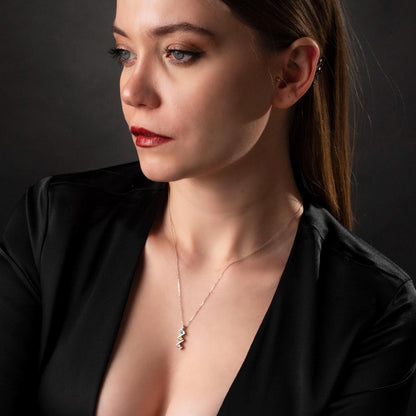 Custom Birthstone Pendant for Her - Handcrafted Family Jewelry, Geometric Silver Necklace, Thoughtful Gift Idea