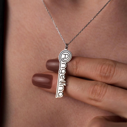 Chic Personalized Name Necklace with At Symbol Pendant - Custom Sterling Silver Jewelry for Her