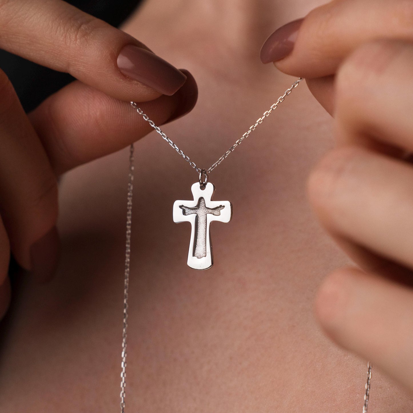 Minimalist Religious Pendant - Dainty Sterling Silver Cross Necklace