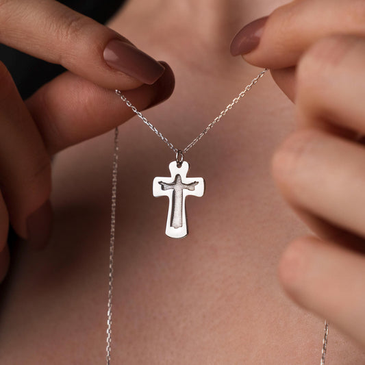 Minimalist Religious Pendant - Dainty Sterling Silver Cross Necklace