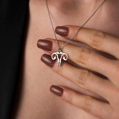 Sterling Silver Uterus Necklace – Feminist Jewelry, Body Autonomy Gift, Reproductive Rights Pendant