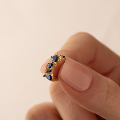 Chic Blue Crystal Earrings with a Touch of Gold - Ideal Gift for Her