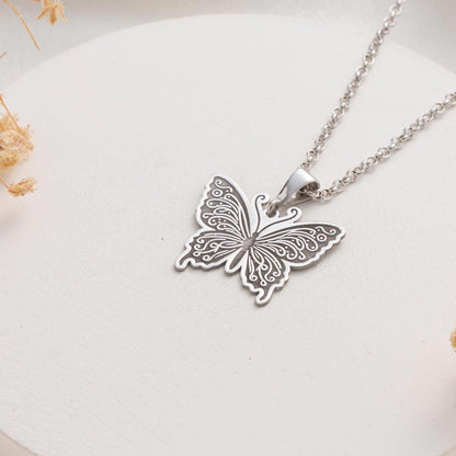 Butterfly Pendant Necklace - Elegant Silver Necklace for Her - Dainty Butterfly Gift Jewelry