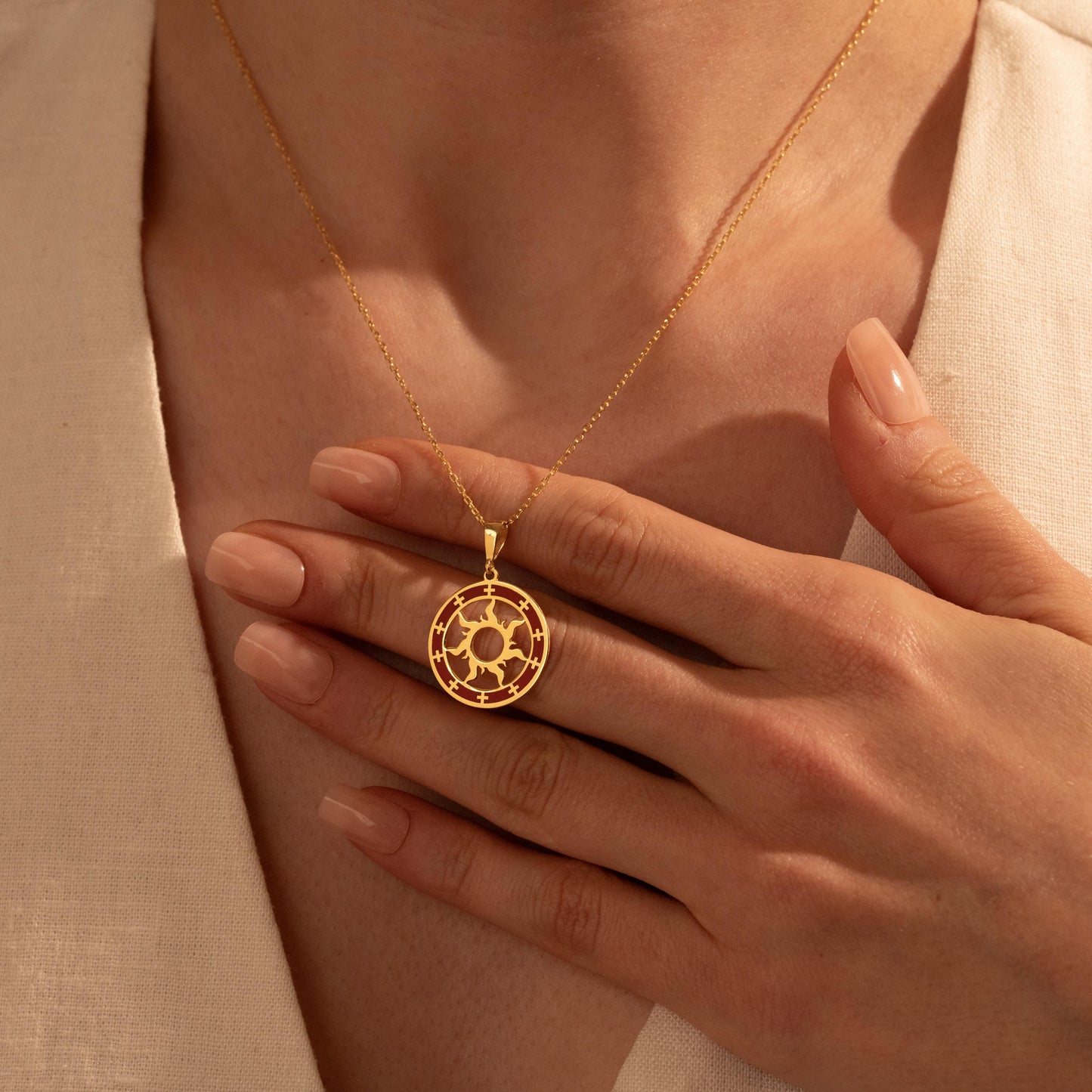 Sun Necklace - 925 Silver, 18K Gold Plated Sunshine Pendant, Minimalist Charm Jewelry