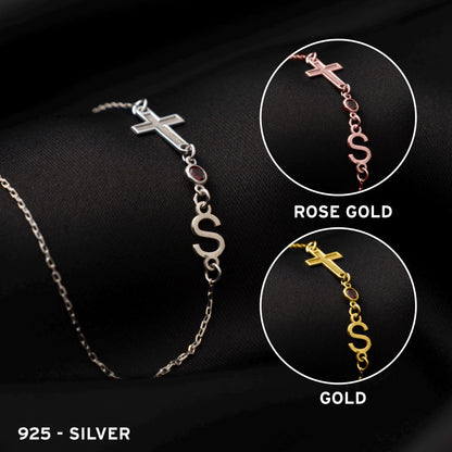 Heavenly Birthstone Blessings: Customized Cross Necklace for Her