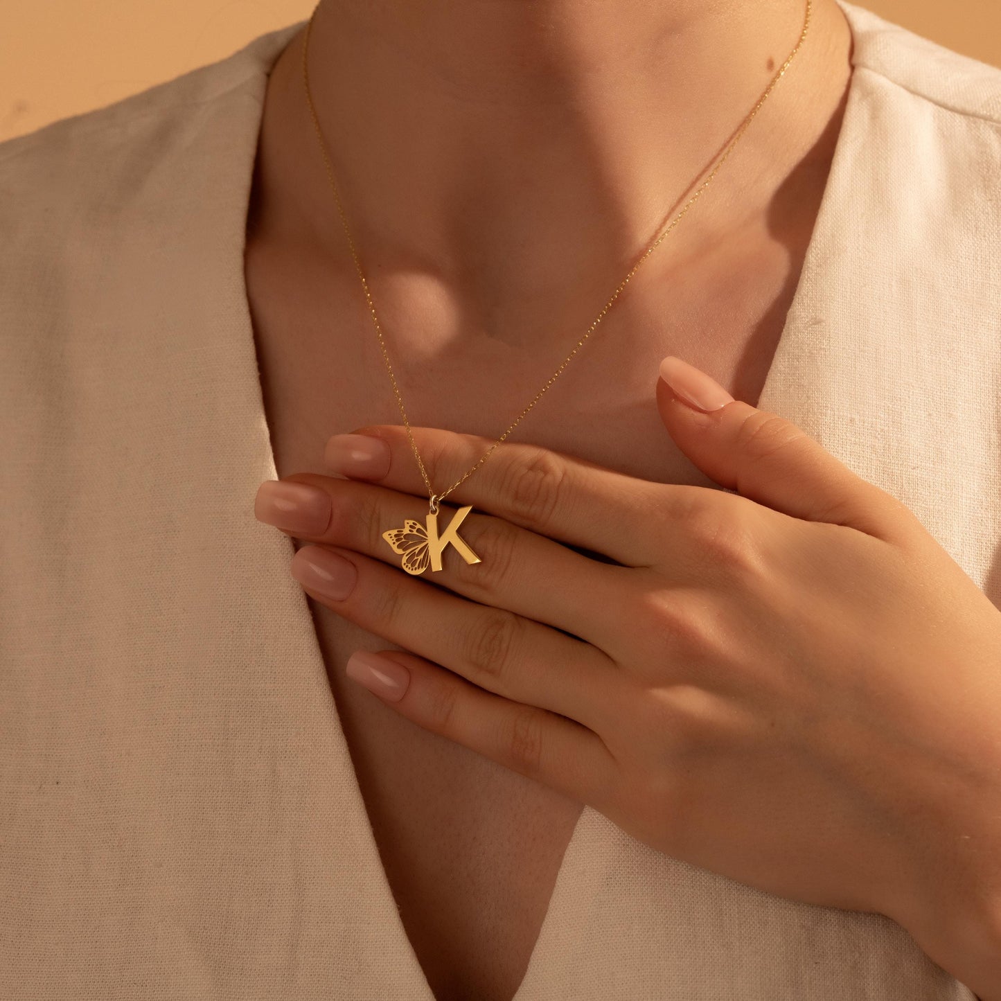 Personalized Butterfly Initial Necklace - Dainty Gold Pendant for Women