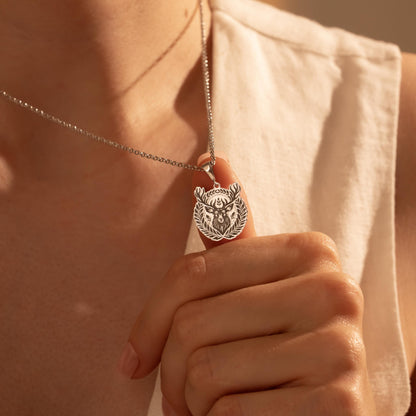 Deer Pendant Necklace – 925 Silver Forest Animal Jewelry Gift