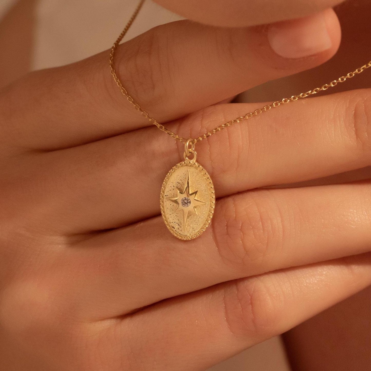 Vintage Star Pendant Necklace - Custom North Star Gift for Her, 18K Gold Plated