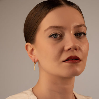 Textured Disc Earrings – Vintage Style Drop Hoop – Elegant Gift for Her