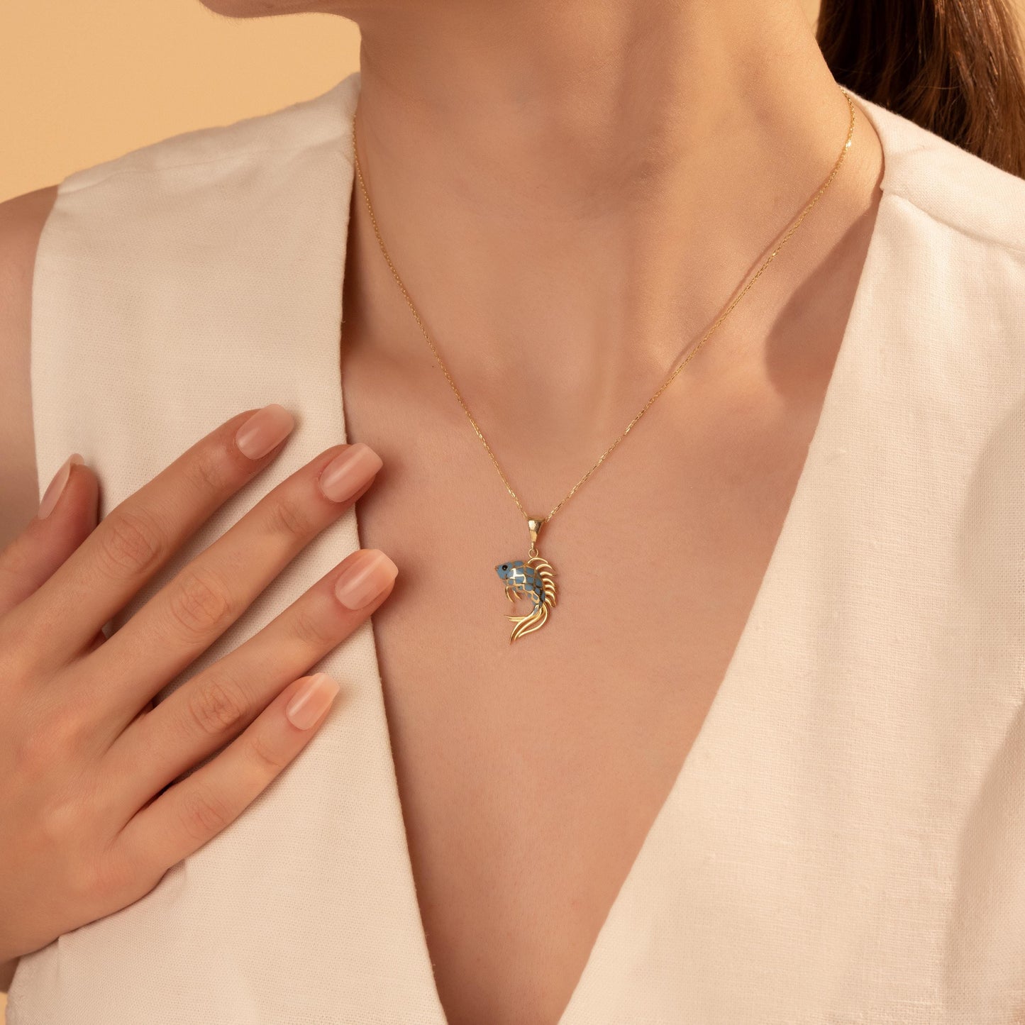 Enamel Fish Necklace – Handmade Betta Pendant, Ocean Lover Jewelry Gift