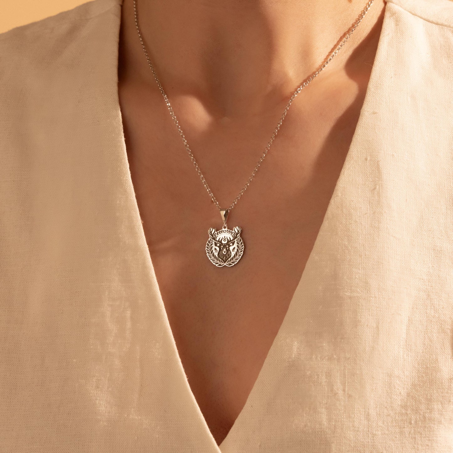 Deer Pendant Necklace – 925 Silver Forest Animal Jewelry Gift