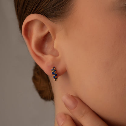 Boho Chic Blue Crystal Earrings with Gold Studs - Perfect Gift for Her