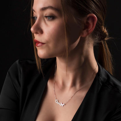 Whimsical Butterfly Name Necklace - Handcrafted 925 Sterling Silver Jewelry for Her