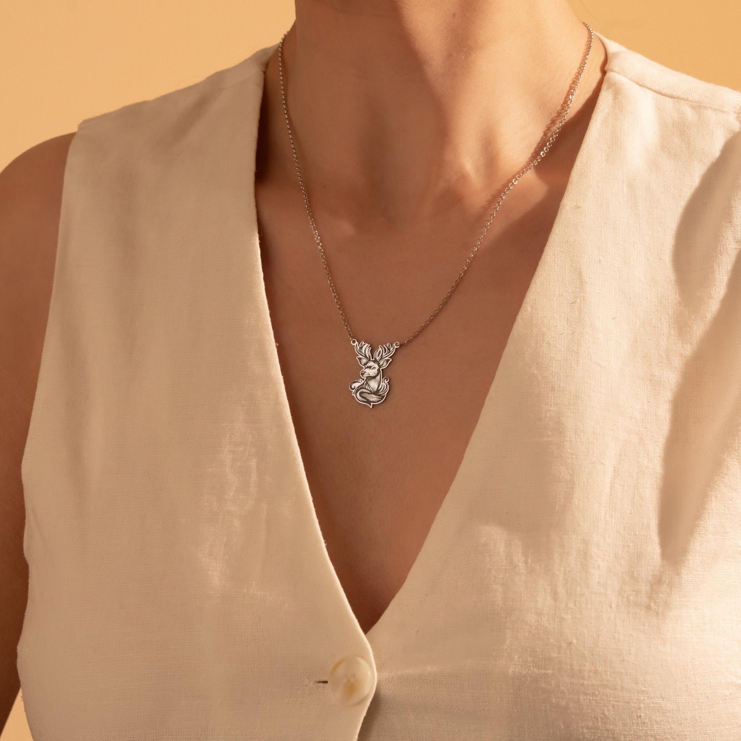 Deer Pendant Necklace – 925 Silver Forest Animal Jewelry Gift