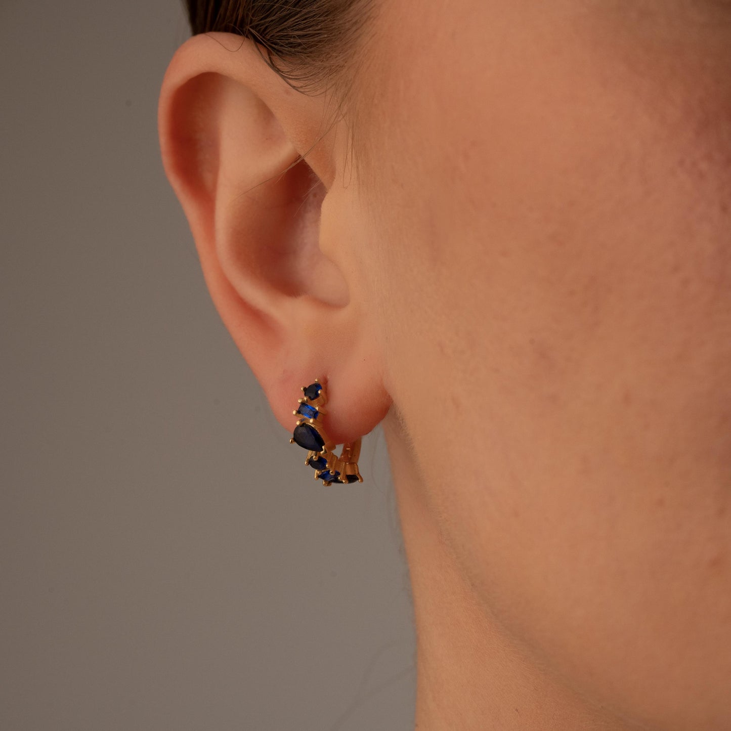 Chic Blue Crystal Earrings with a Touch of Gold - Ideal Gift for Her