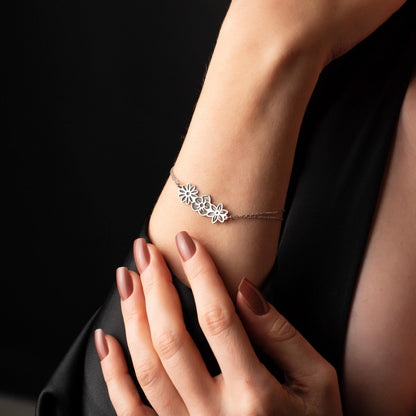 Blossom Birth Flower Bracelet: A Dainty Floral Delight in Silver or Gold