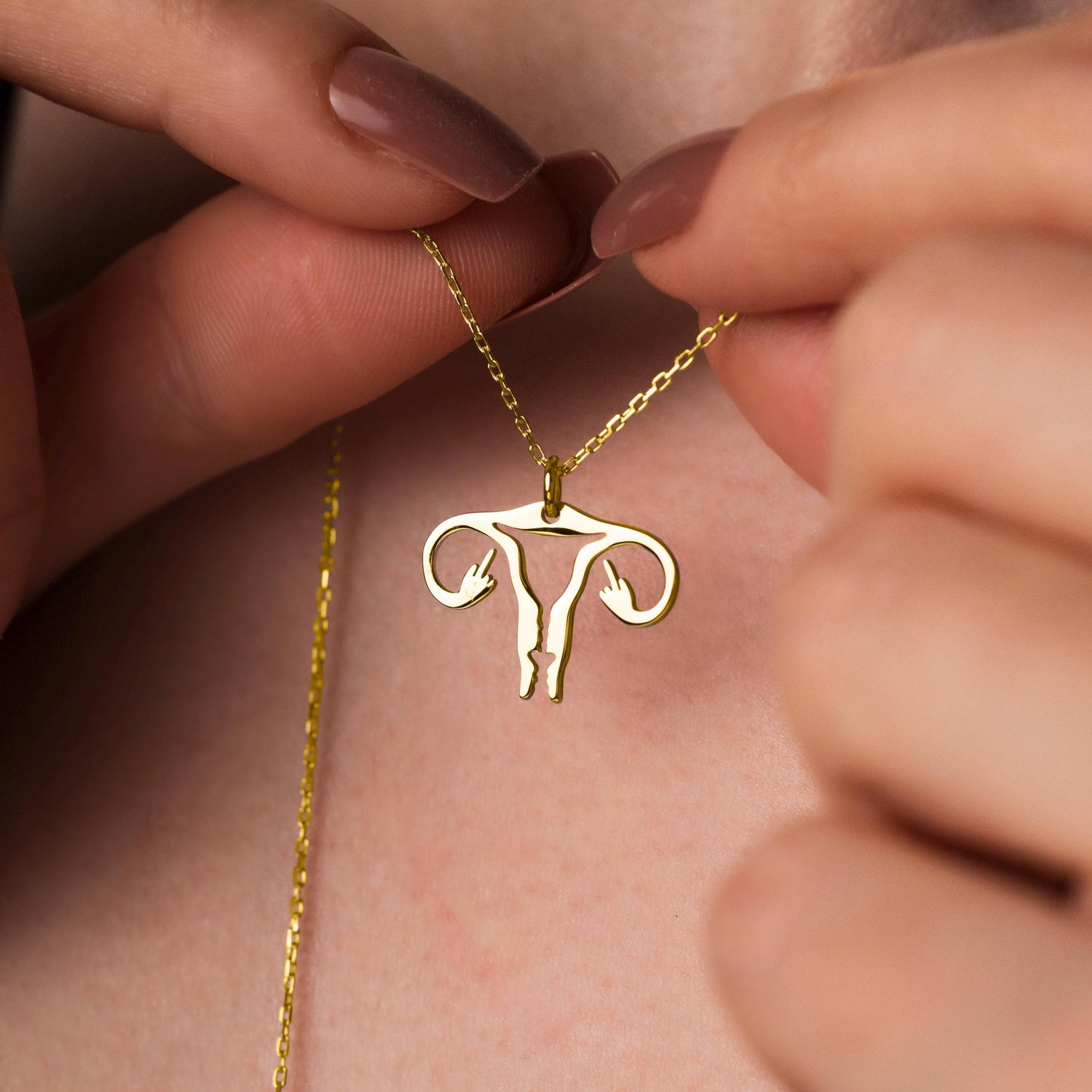 Sterling Silver Uterus Necklace – Feminist Jewelry, Body Autonomy Gift, Reproductive Rights Pendant