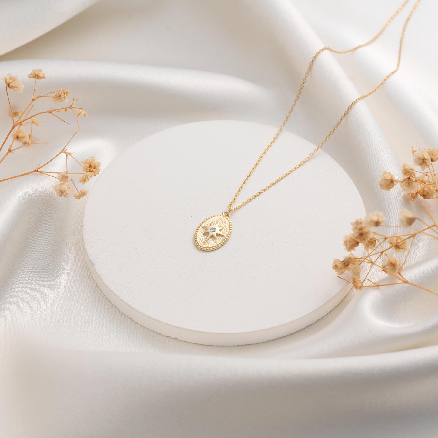 Vintage Star Pendant Necklace - Custom North Star Gift for Her, 18K Gold Plated