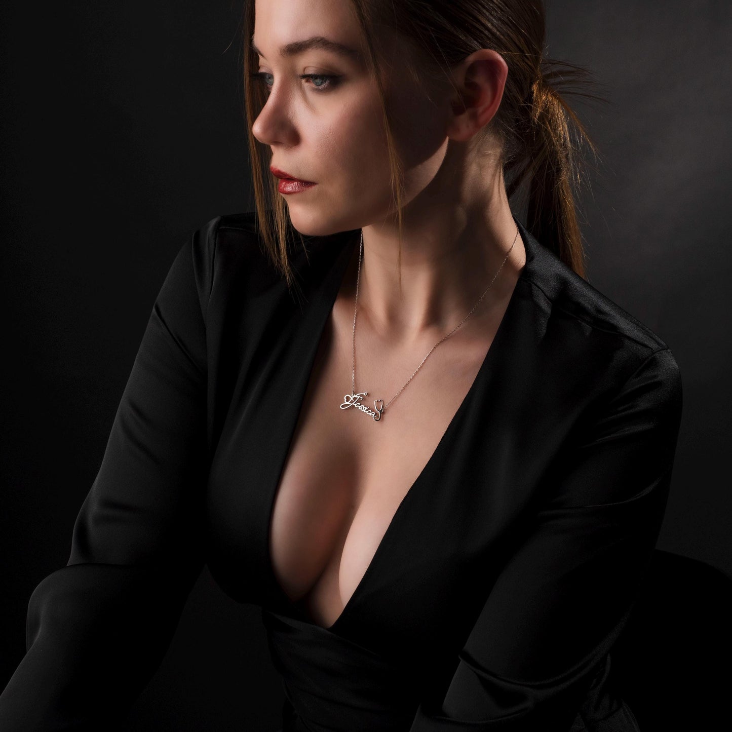 Customized Stethoscope Necklace for Doctors, Sterling Silver Medical Gift