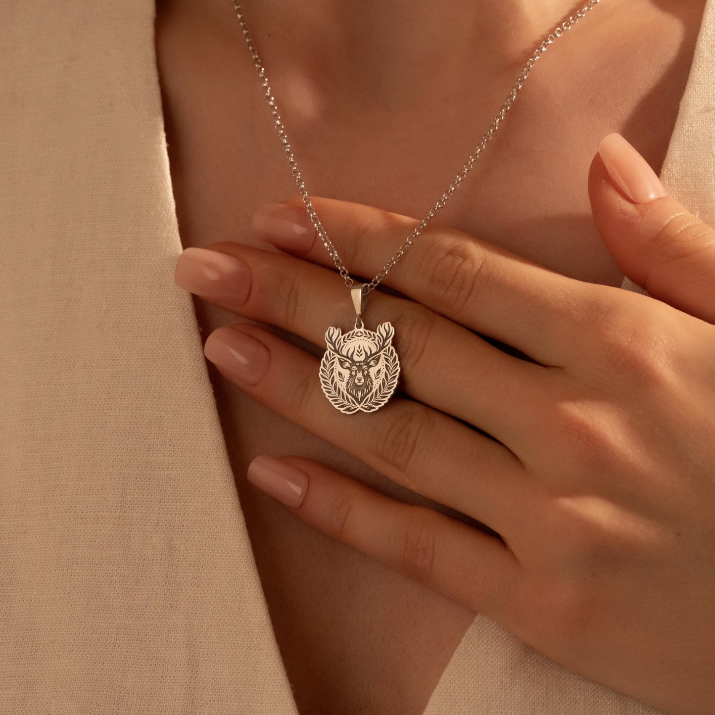 Deer Pendant Necklace – 925 Silver Forest Animal Jewelry Gift
