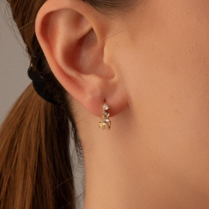 Luxurious Gold Dangle Earrings with Mixed Cut Crystals - Stunning Gift for Her