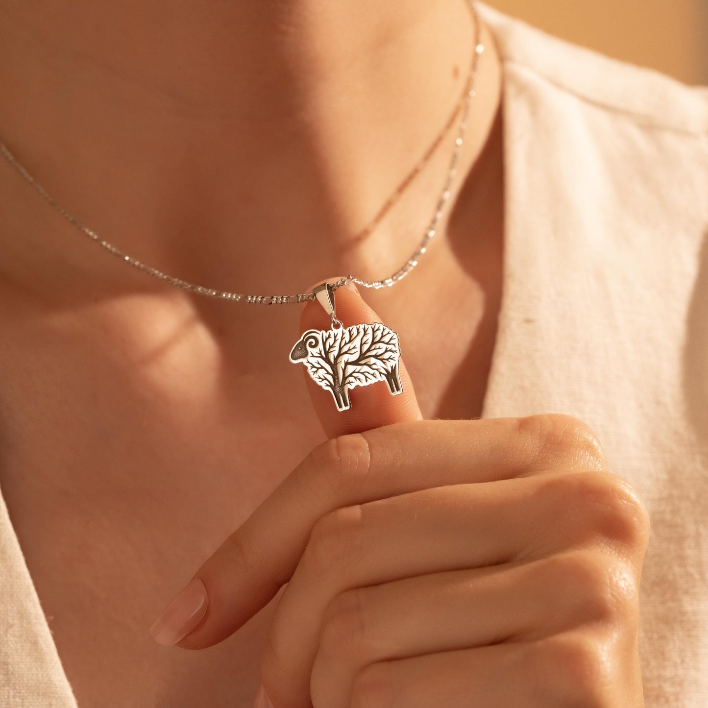 Adorable Sheep Charm Necklace - Rustic Animal Pendant - Farmhouse Style Jewelry