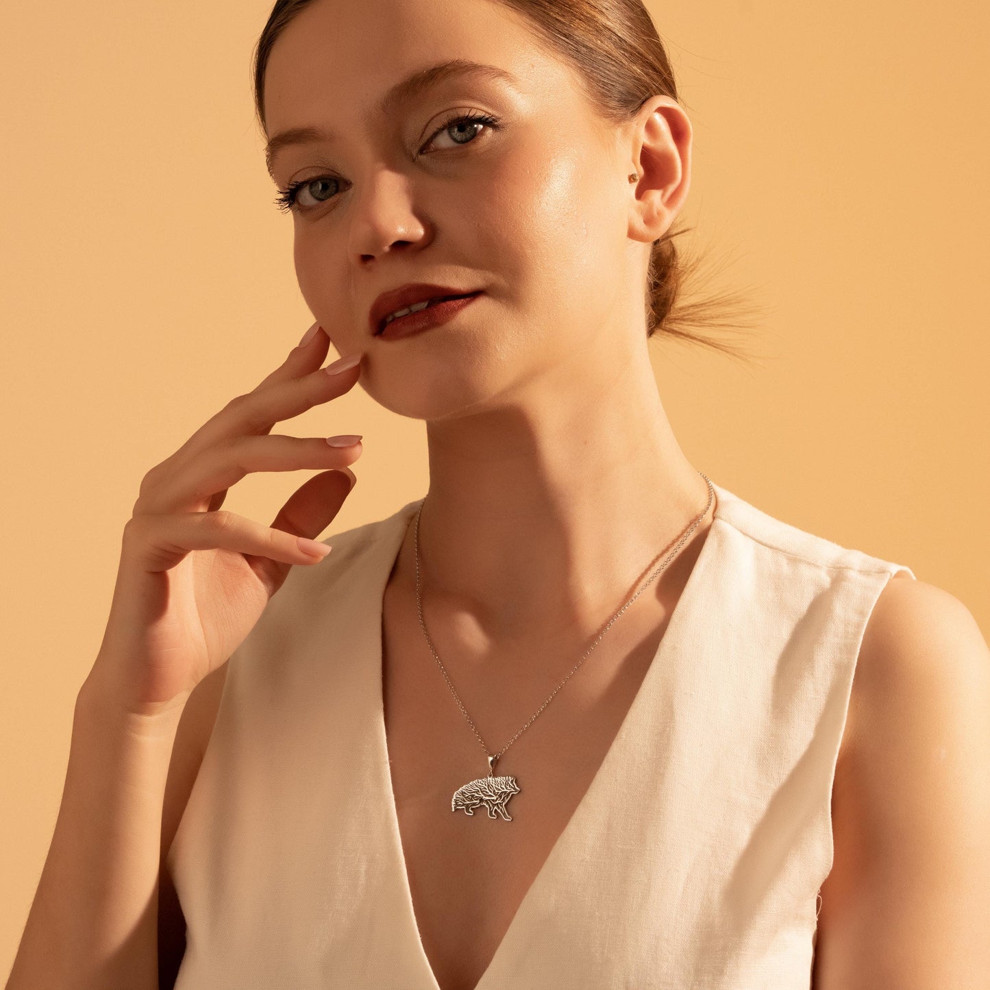 Silver Hedgehog Necklace – Nature Inspired Gift for Her