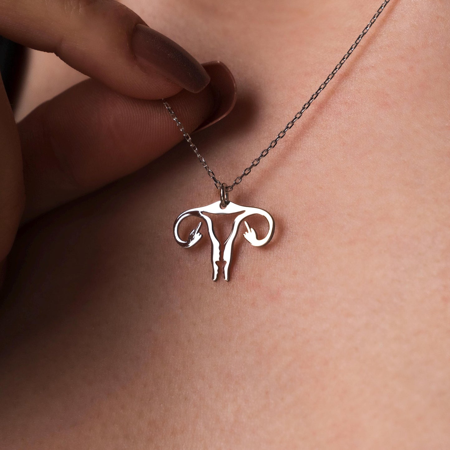 Sterling Silver Uterus Necklace – Feminist Jewelry, Body Autonomy Gift, Reproductive Rights Pendant