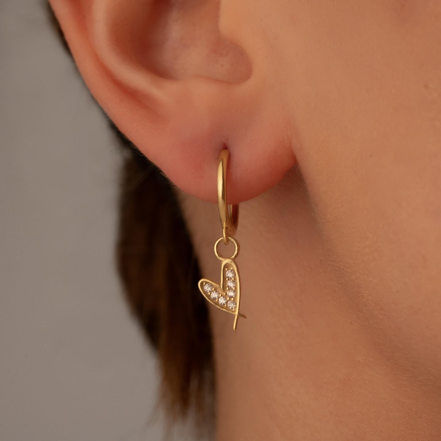 Crystal Heart Hoop Earrings - Elegant Minimalist Charm - Perfect Gift for Her