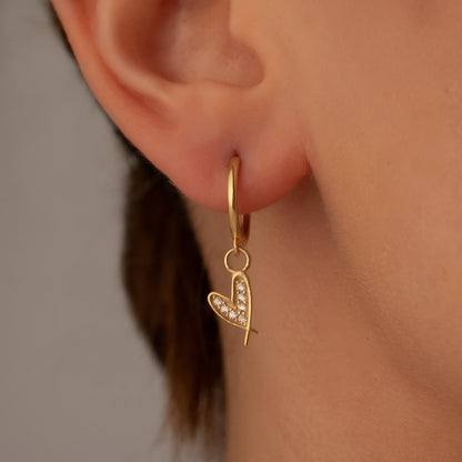 Crystal Heart Hoop Earrings - Elegant Minimalist Charm - Perfect Gift for Her