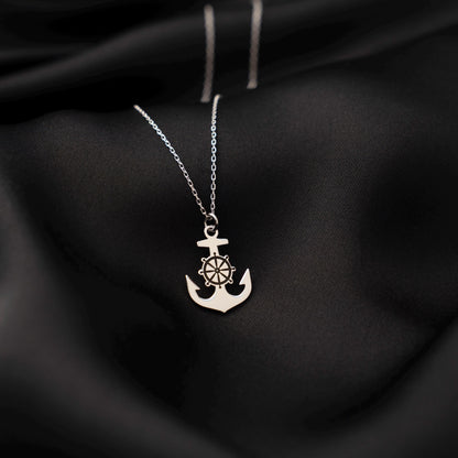 Seafaring Style: Nautical Anchor and Wheel Pendant for Sea Enthusiasts