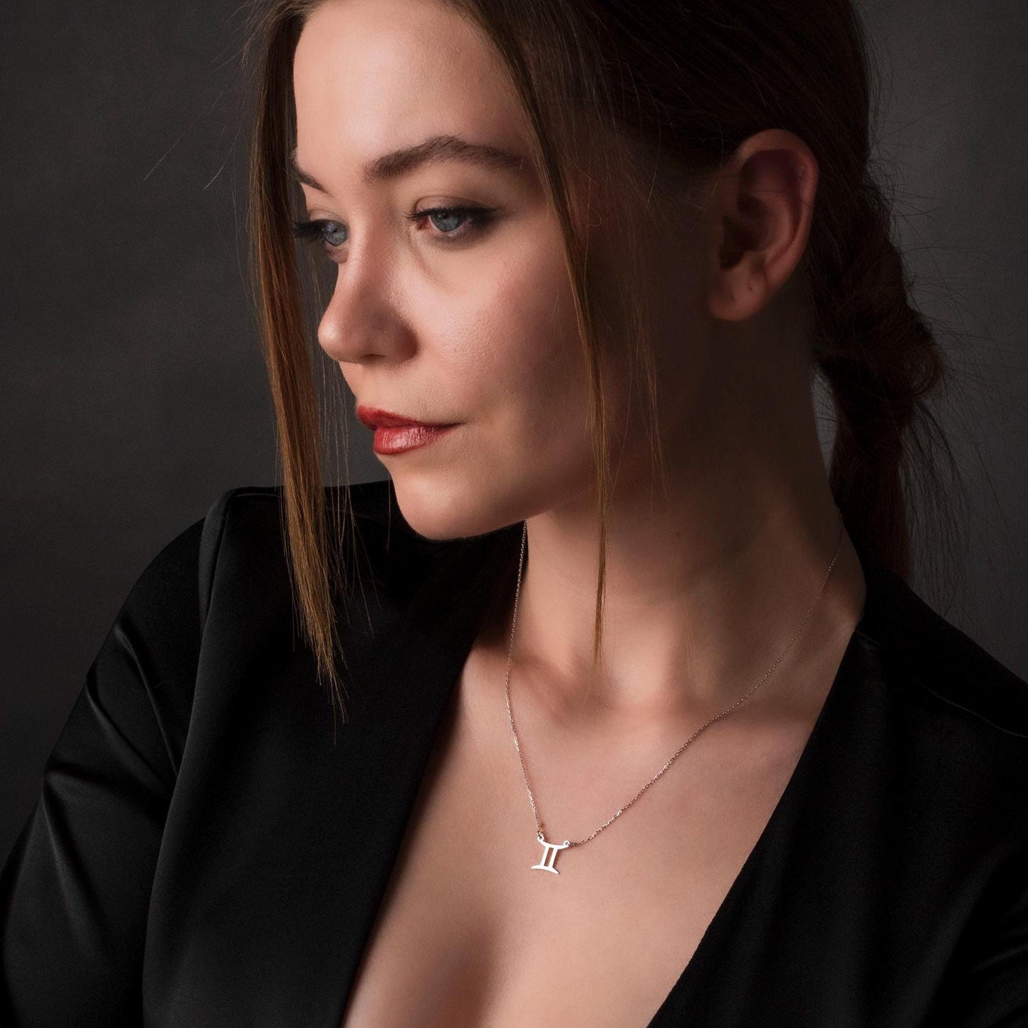 Celestial Twin: Gemini Zodiac Necklace in Sterling Silver - Custom Horoscope Jewelry