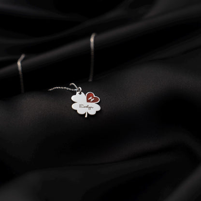 Lucky Four Leaf Clover Necklace - Personalized Silver Charm for Her