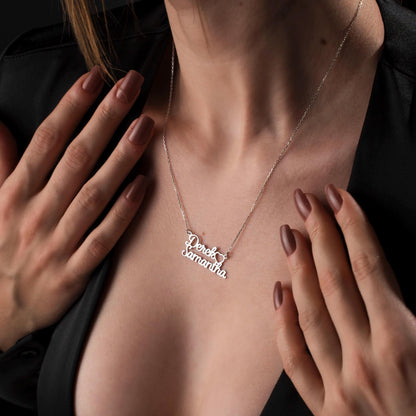 Unique Customized Couple Name Pendant - Handcrafted Sterling Silver Jewelry