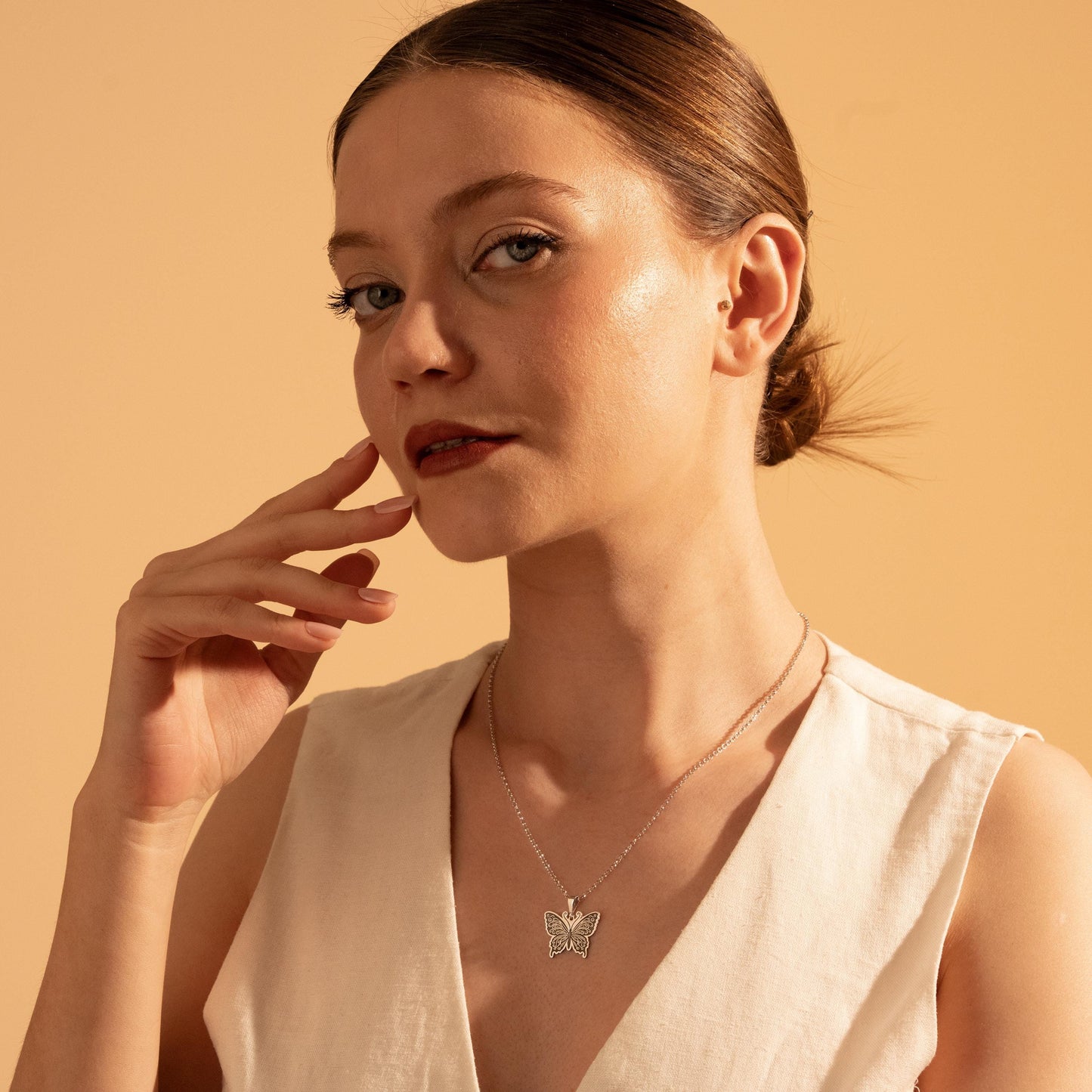 Butterfly Pendant Necklace - Elegant Silver Necklace for Her - Dainty Butterfly Gift Jewelry